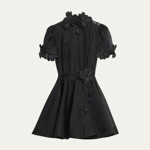 Zimmermann Black Mini Dress With Flower Appliqués